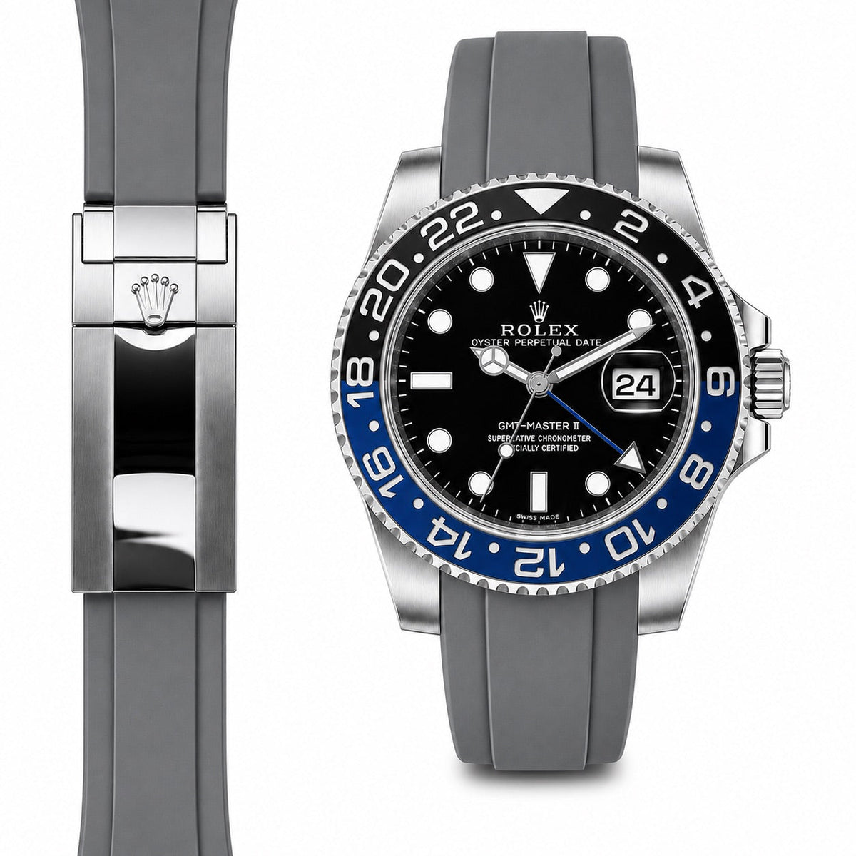 Gebogenes Kautschukarmband für Rolex GMT Master II Keramik-Faltschließe