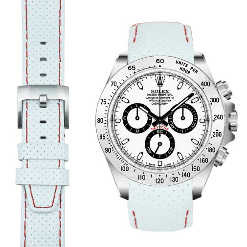 Gebogenes Rennsport-Lederarmband für Rolex Daytona mit Dornschließe