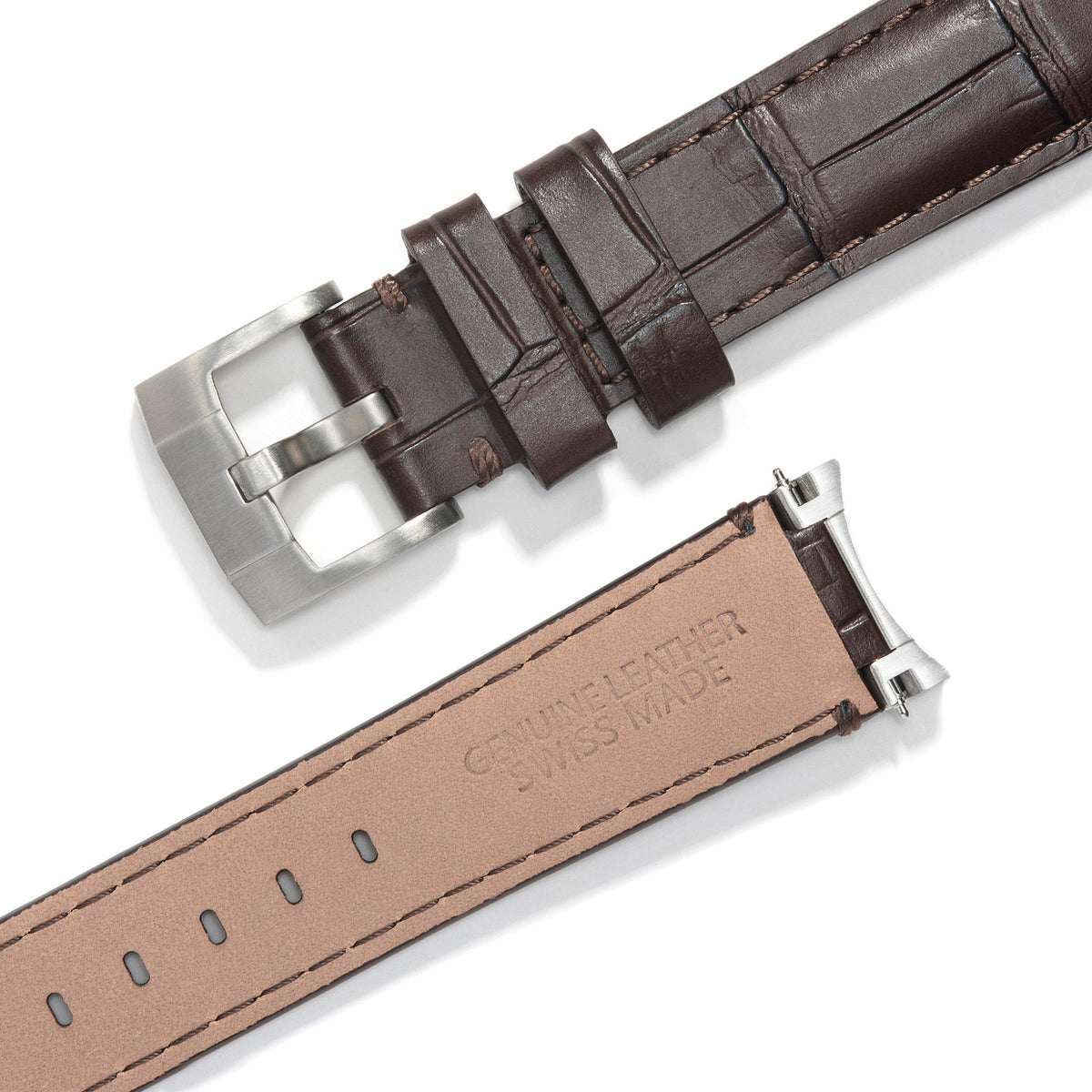 Stahl-Endstück-Lederarmband für Rolex Explorer I mit Dornschließe