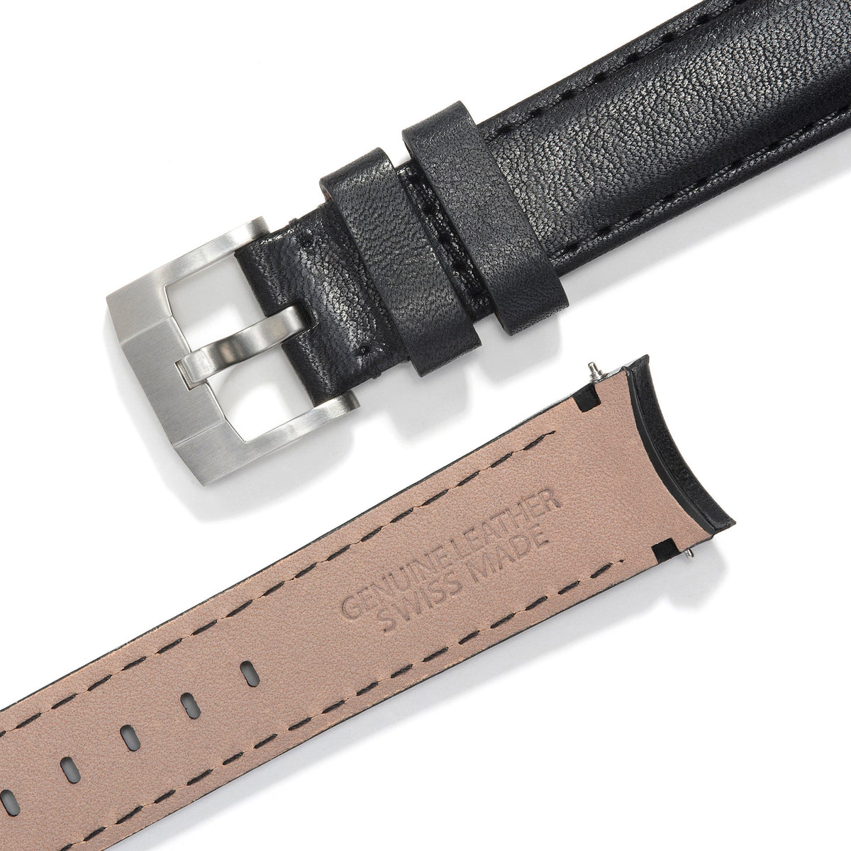 Lederarmband mit gebogenem Ende für Rolex Explorer I mit Dornschließe