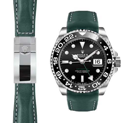 Gewölbtes Endlederarmband für Rolex GMT Master II Keramik-Faltschließe
