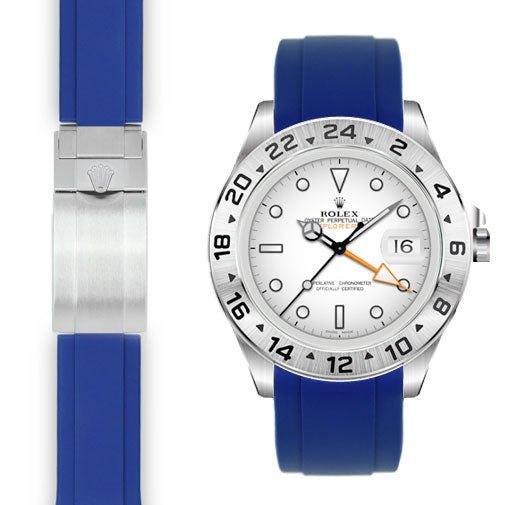 Gebogenes Kautschukarmband für Rolex Explorer II 42mm Faltschließe (Produktionszeitraum 2011-2020)