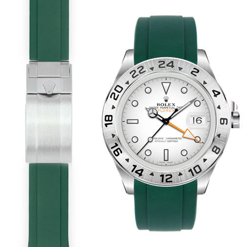 Gebogenes Kautschukarmband für Rolex Explorer II 42mm Faltschließe (Produktionszeitraum 2011-2020)