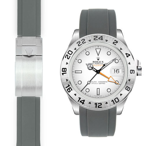 Gebogenes Kautschukarmband für Rolex Explorer II 42mm Faltschließe (Produktionszeitraum 2011-2020)