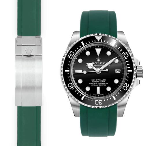 Gebogenes Kautschukarmband für Rolex Sea-Dweller 4000 Faltschließe