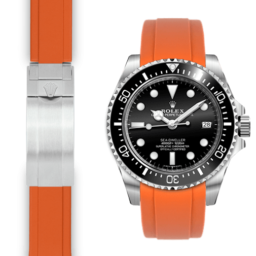 Gebogenes Kautschukarmband für Rolex Sea-Dweller 4000 Faltschließe