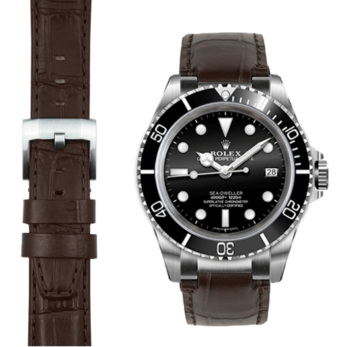 Stahl-Endlink-Lederarmband für Rolex Sea-Dweller mit Dornschließe