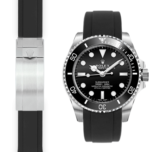 Kautschukarmband mit gebogenem Ende für Rolex Sub Ceramic No-Date Faltschließe