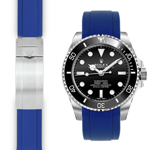 Kautschukarmband mit gebogenem Ende für Rolex Sub Ceramic No-Date Faltschließe