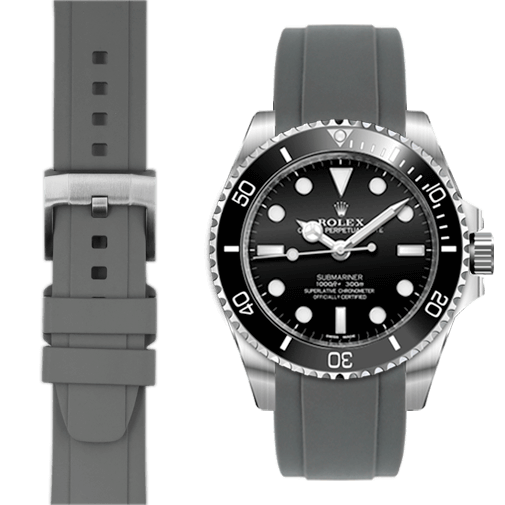 Kautschukarmband mit gebogenem Ende und Dornschließe für Rolex Sub Ceramic No-Date