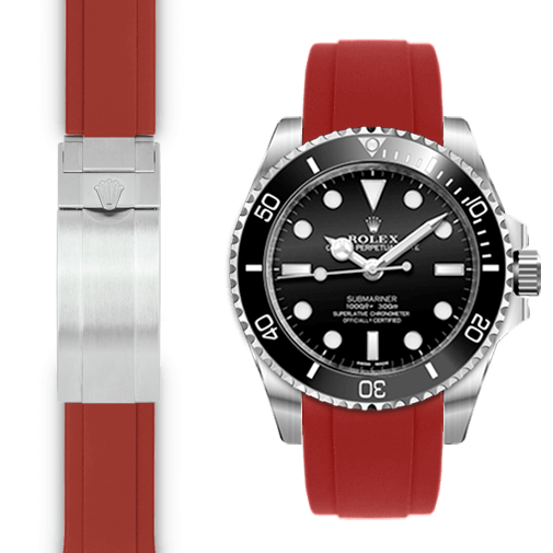 Kautschukarmband mit gebogenem Ende für Rolex Sub Ceramic No-Date Faltschließe