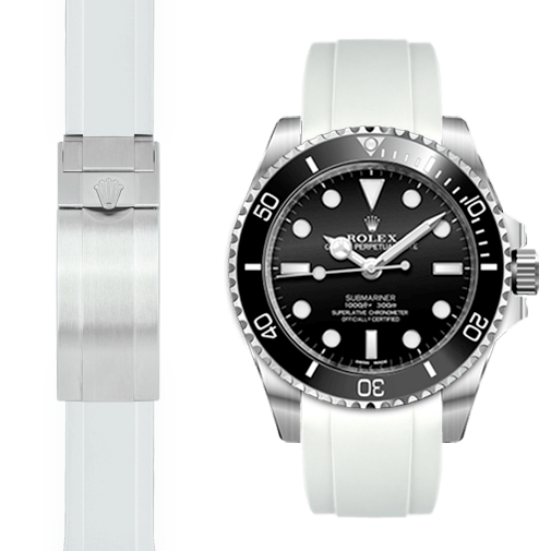 Kautschukarmband mit gebogenem Ende für Rolex Sub Ceramic No-Date Faltschließe