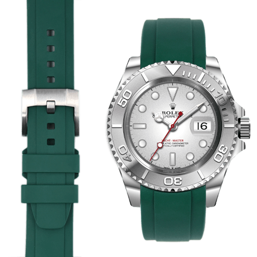 Kautschukarmband mit gebogenem Ende für Rolex Yacht-Master mit Dornschließe