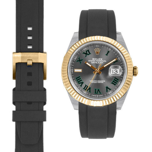 Gebogenes Kautschukarmband für Rolex Datejust 41mm mit Dornschließe