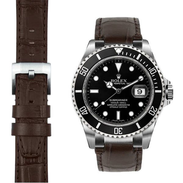 Stahl-Endstück Lederarmband für Rolex Submariner mit Dornschließe