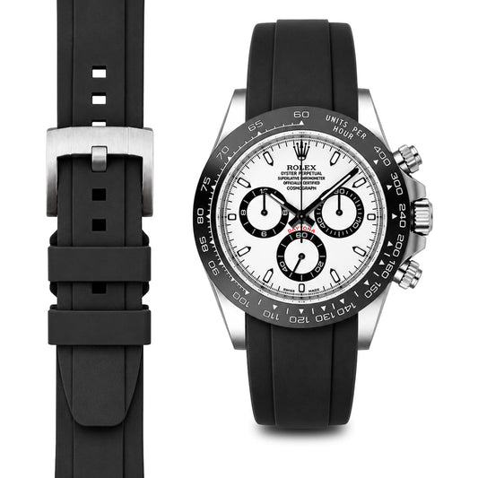 Gebogenes Kautschukarmband für Rolex Ceramic Daytona mit Dornschließe
