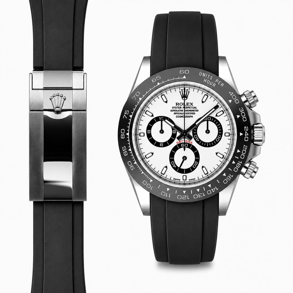 Gebogenes Kautschukarmband für Rolex Ceramic Daytona Faltschließe