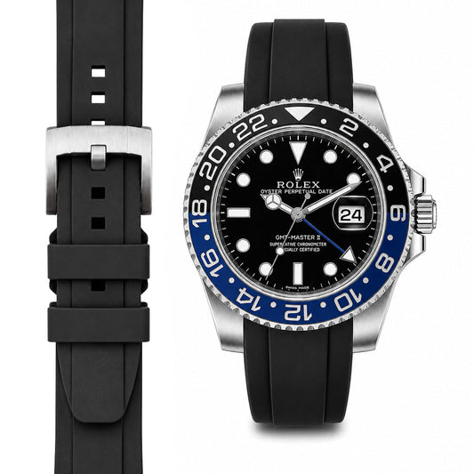 Gewölbtes Kautschukarmband für Rolex GMT Master II Keramik mit Dornschließe