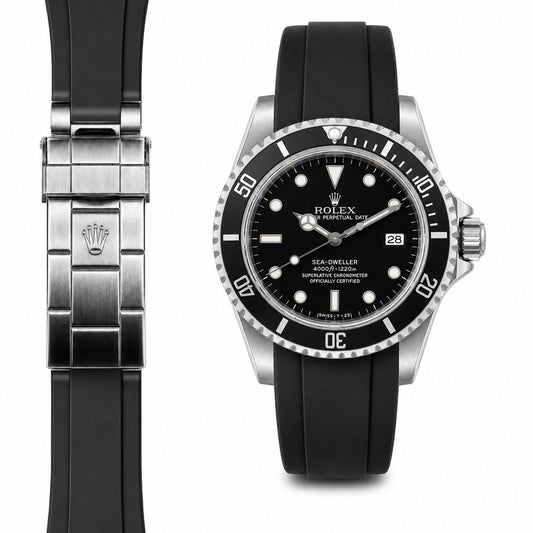 Gebogenes Endstück Kautschukarmband für Rolex Sea-Dweller Faltschließe
