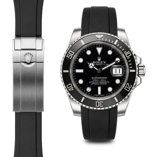 Gebogenes Kautschukarmband für Rolex Submariner Keramik-Faltschließe