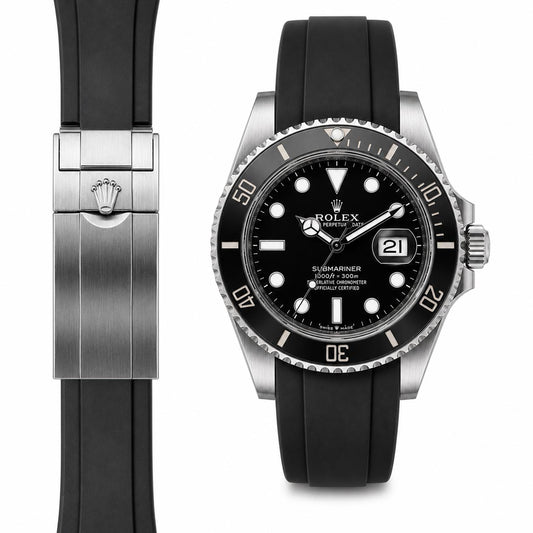 Gebogenes Kautschukarmband für Rolex Submariner 41 Keramikschließe (Modell 2020)