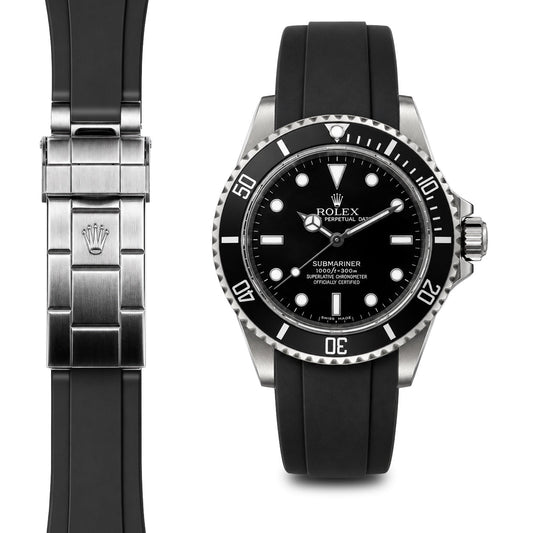 Gewölbtes Kautschukarmband für Rolex Submariner No-Date Faltschließe