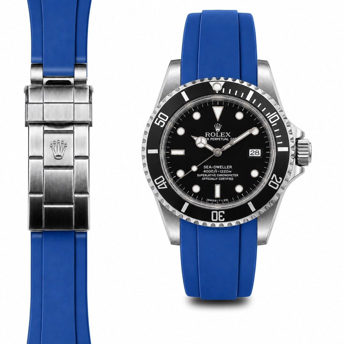 Gebogenes Endstück Kautschukarmband für Rolex Sea-Dweller Faltschließe