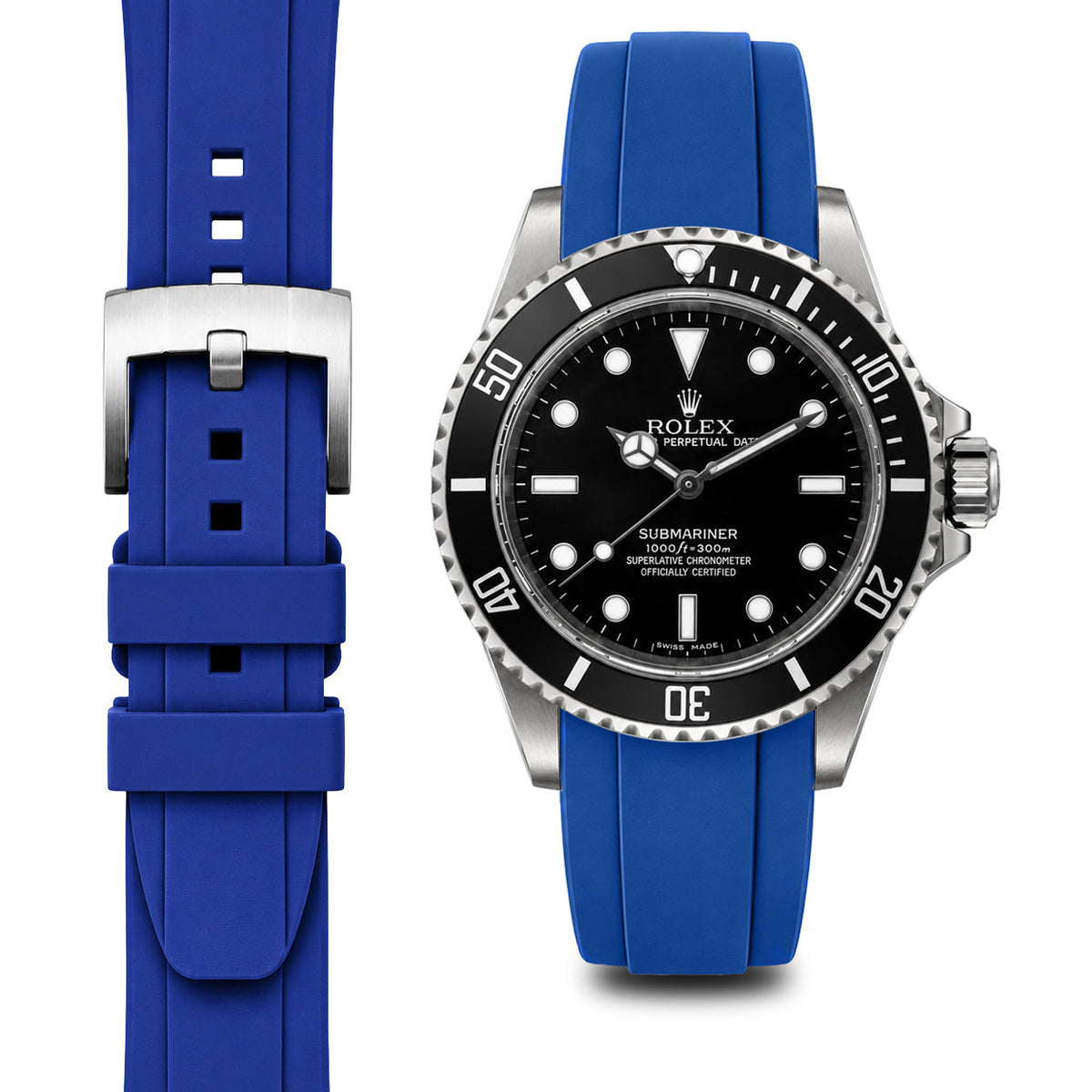 Gebogenes Kautschukarmband für Rolex Submariner No-Date mit Dornschließe
