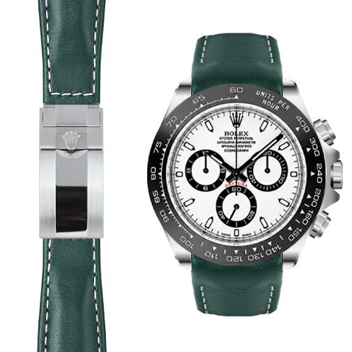 Lederarmband mit gebogenem Ende für Rolex Ceramic Daytona Faltschließe