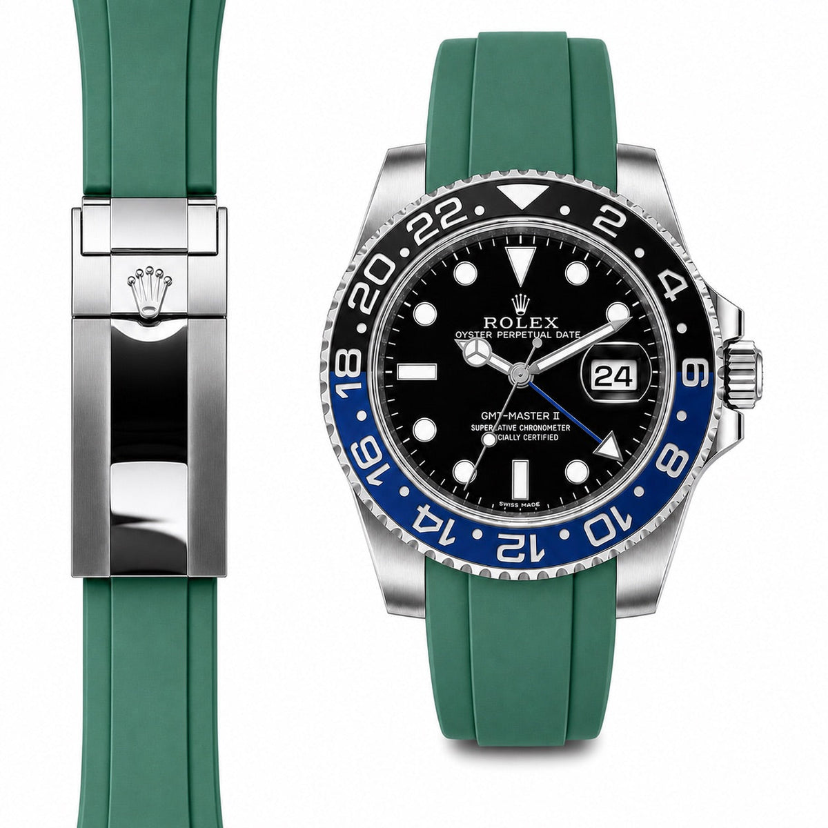 Gebogenes Kautschukarmband für Rolex GMT Master II Keramik-Faltschließe