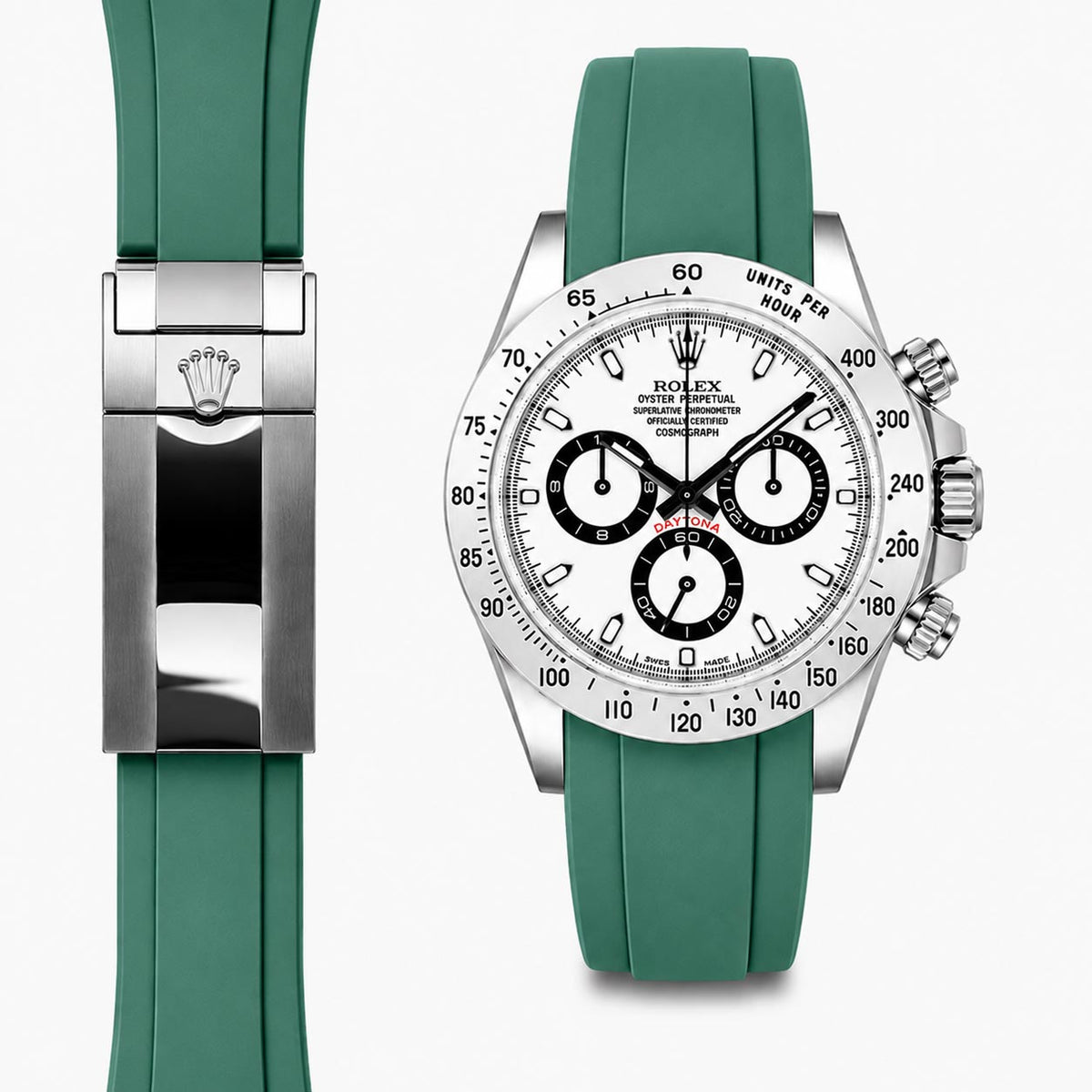 Gebogenes Kautschukarmband für Rolex Daytona Faltschließe