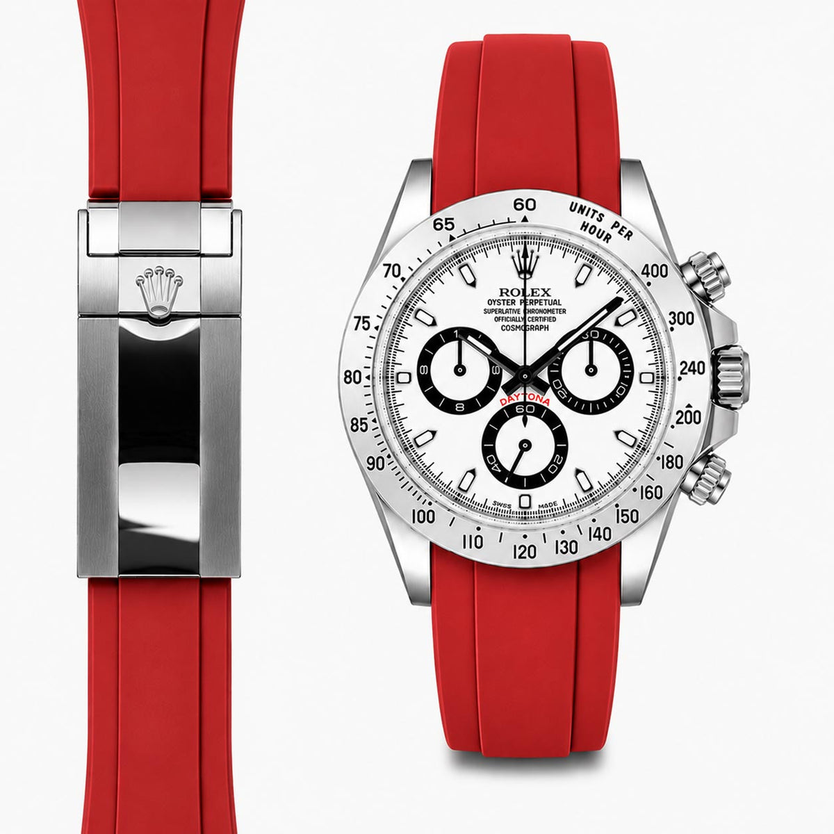 Gebogenes Kautschukarmband für Rolex Daytona Faltschließe
