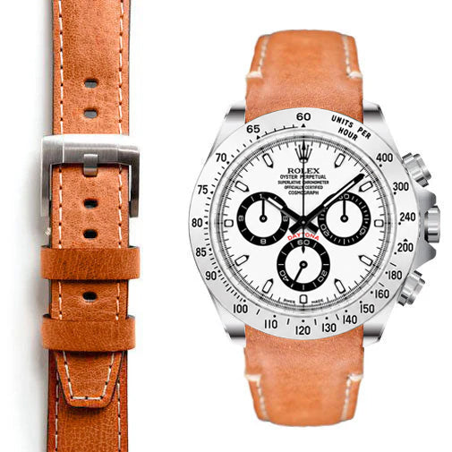 Gebogenes Lederarmband für Rolex Daytona mit Dornschließe