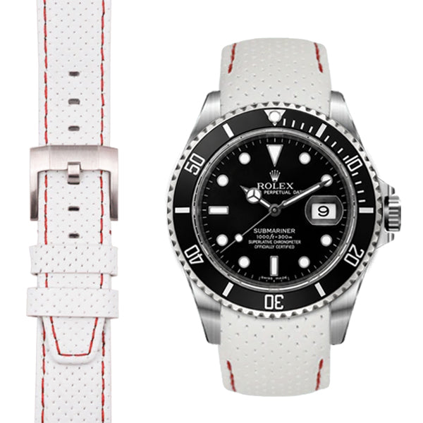 Gebogenes Rennlederarmband für Rolex Submariner mit Dornschließe