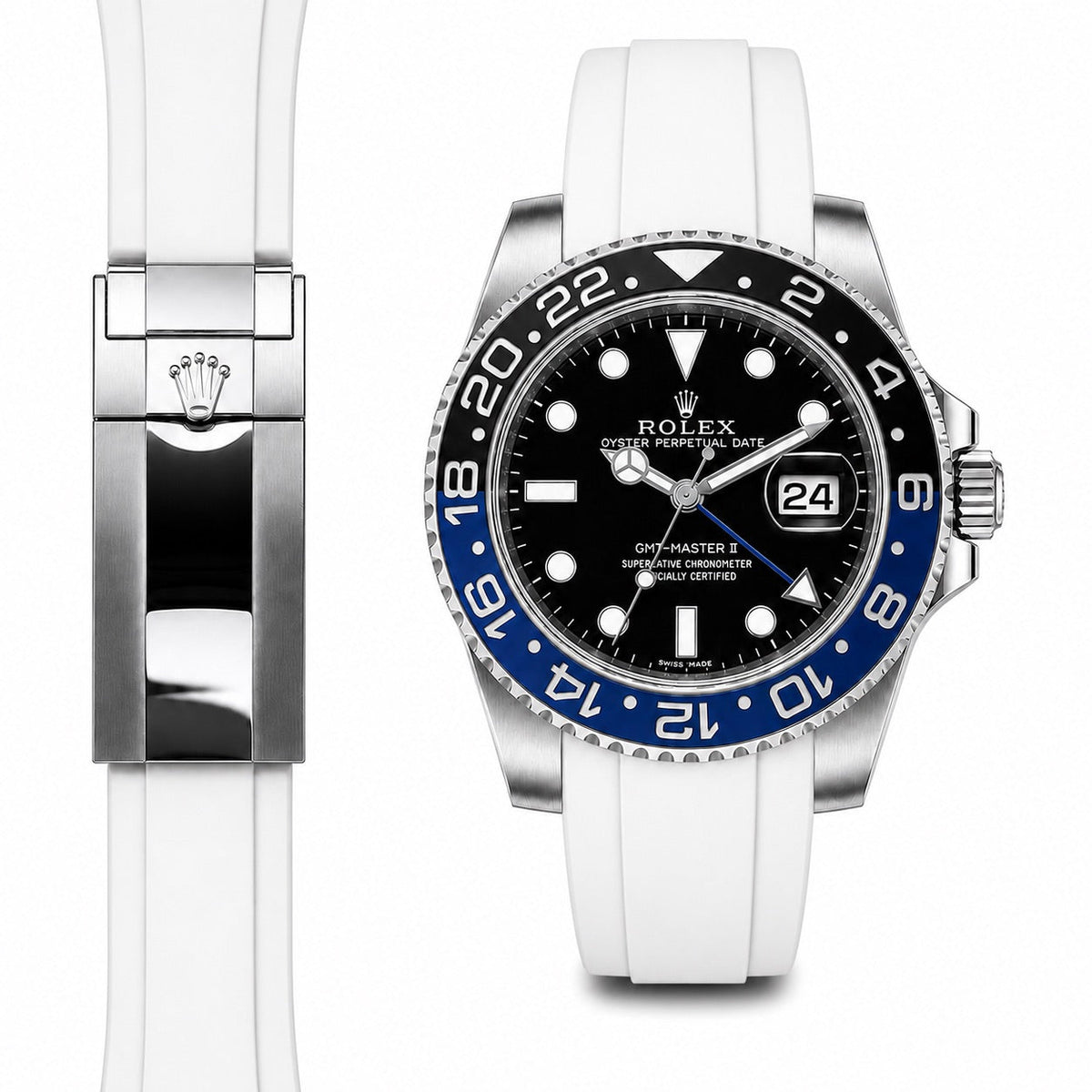 Gebogenes Kautschukarmband für Rolex GMT Master II Keramik-Faltschließe