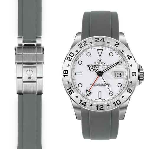 Gewölbtes Kautschukarmband für Rolex Explorer II Faltschließe