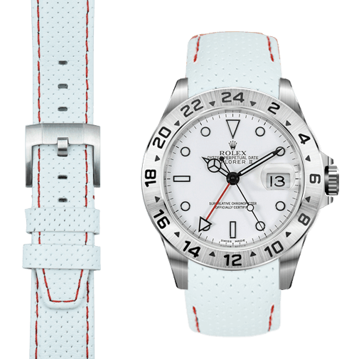 Gebogenes Lederarmband für Rolex Explorer II mit Dornschließe