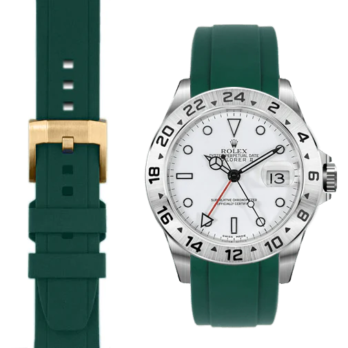 Gebogenes Kautschukarmband für Rolex Explorer II mit Dornschließe