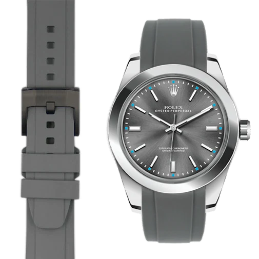 Kautschukarmband mit gebogenem Ende für Rolex Oyster Perpetual 39mm mit Dornschließe