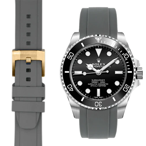 Kautschukarmband mit gebogenem Ende und Dornschließe für Rolex Sub Ceramic No-Date