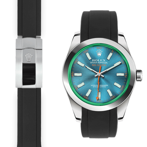 Gebogenes Kautschukarmband für Rolex Milgauss Faltschließe