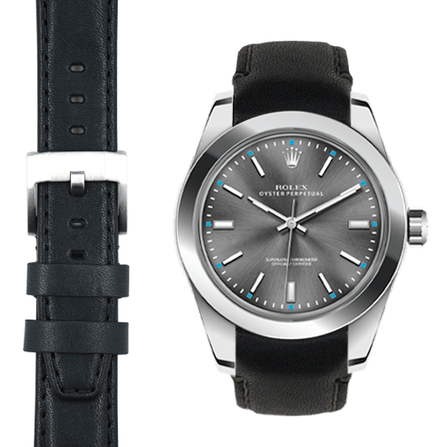 Lederarmband mit gebogenem Ansatz für Rolex Oyster Perpetual 39mm mit Dornschließe