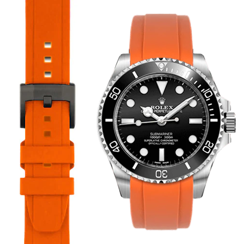 Kautschukarmband mit gebogenem Ende und Dornschließe für Rolex Sub Ceramic No-Date