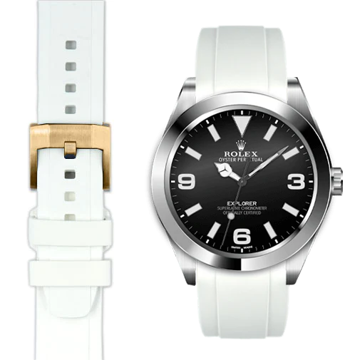 Gewölbtes Kautschukarmband für Rolex Explorer I mit Dornschließe