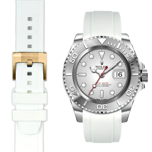 Kautschukarmband mit gebogenem Ende für Rolex Yacht-Master mit Dornschließe
