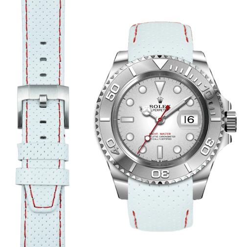 Gebogenes Rennlederarmband für Rolex Yacht-Master mit Dornschließe